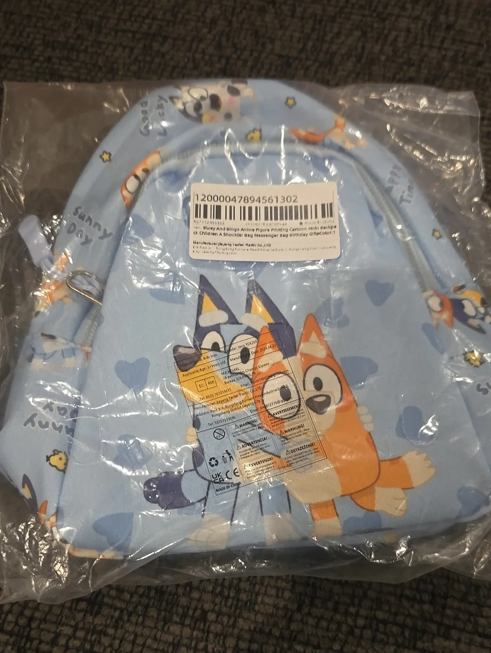 Blue Kids Mini Backpack with Cartoon Bluey & Bingo